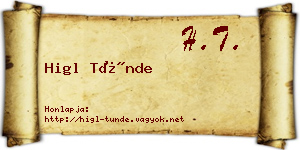 Higl Tünde névjegykártya